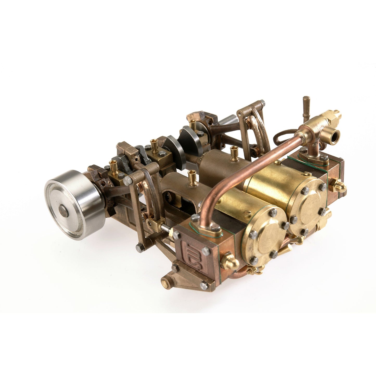 Gem Twin Cylinder Horizontal model Steam Engine Marine flywheel - Reversing for RC Installations